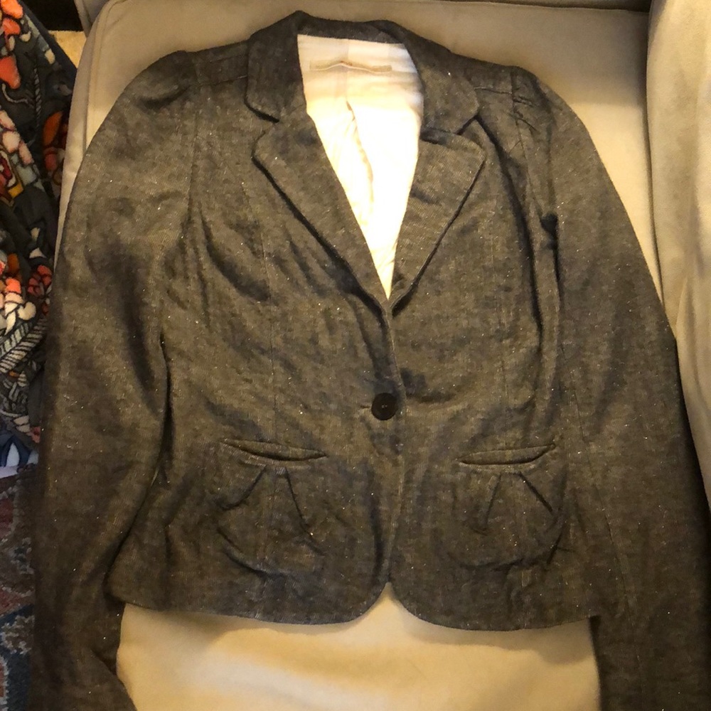 Paris Sweater-Blazer in Charcoal Grey and Subtle Sparkling Silver Lurex.
